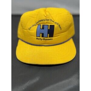 Vintage Helly Hansen Seafarers Boat Nautical Hat Cap Yellow 90s SnapBack